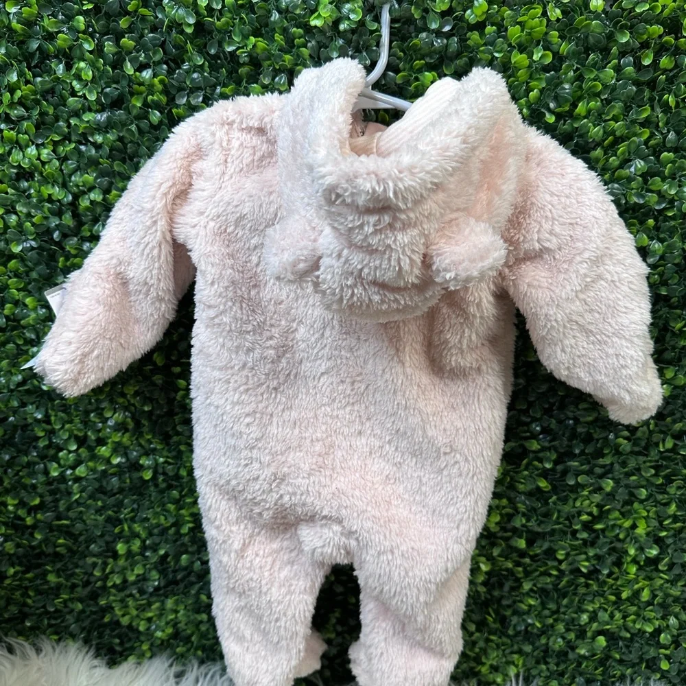 Carter's light Pink‎ Footie One Piece with Hood ears nwt